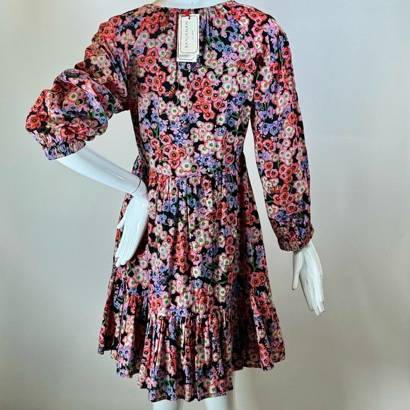 NWT BANJANAN Macaw Multicolor Billowy Lightweight Floral Mini Dress Size: Medium - Picture 3 of 9
